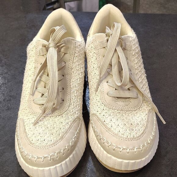 Dolce Vita Cream Knit Sneakers with Ribbed Sole - Picture 2 of 6